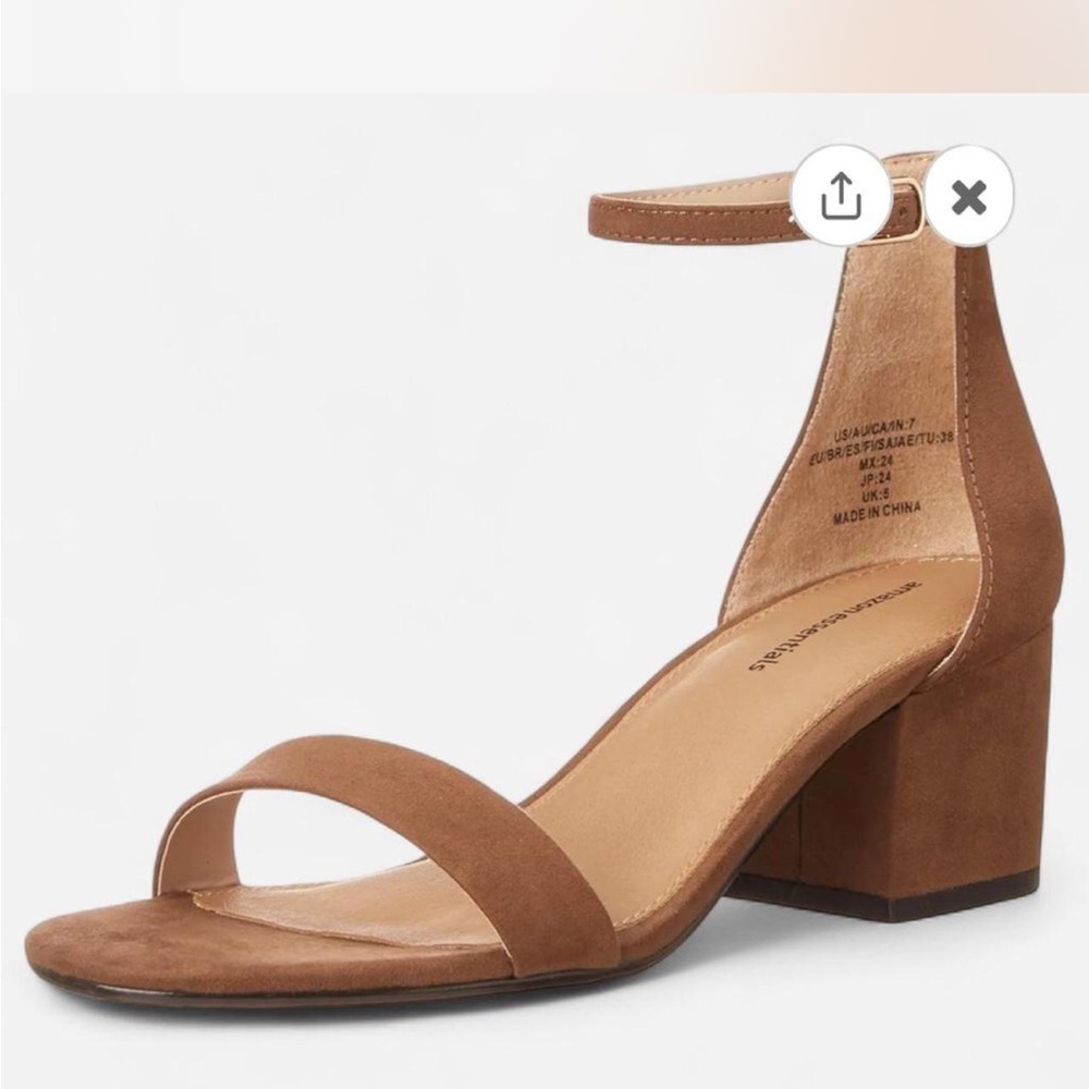 Amazon Essentials Tan Block Heel Sandals